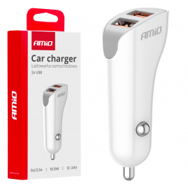 Nabíjačka do auta 2x USB-A 2.1A 12/24V AMiO-03874