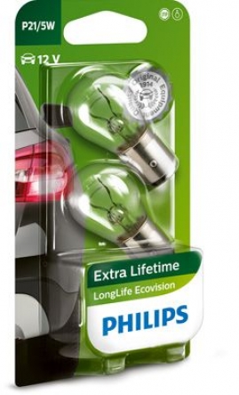 PHILIPS LongLife EcoVision P21/5W BAY15d 12V 21/5W 12499LLECOB2 2ks